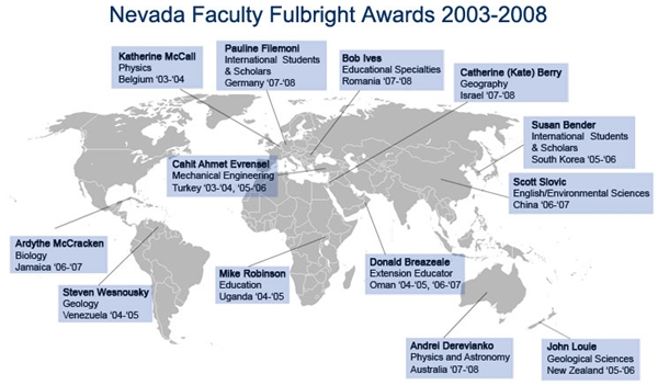 Fulbright award winners map