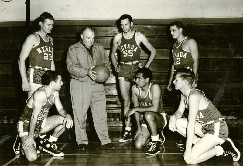 Jake Lawlor with 1951 Wolf Pack basketball