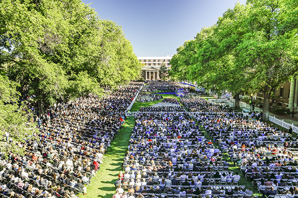 Ariel view of the Quad during Commencement