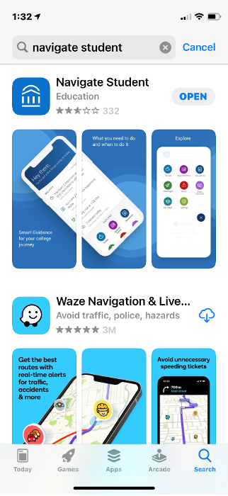 Screenshot of the Navigate Student app in the app store for download.