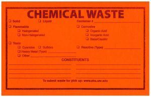 An example of an orange chemical waste label