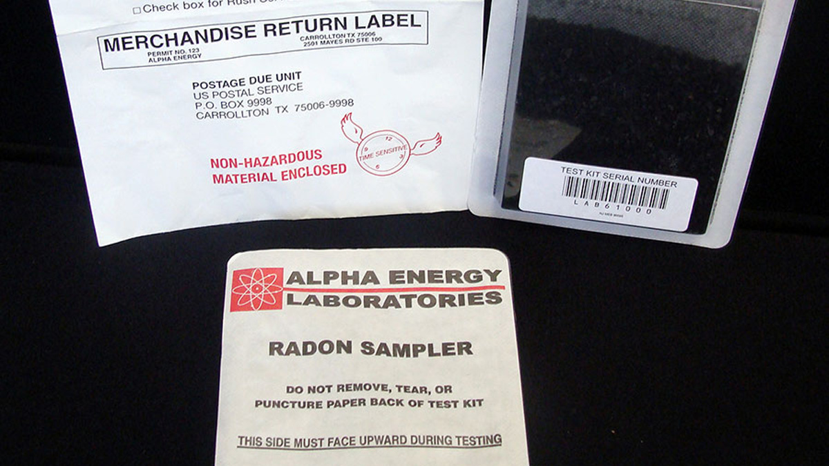 A radon test kit for home.