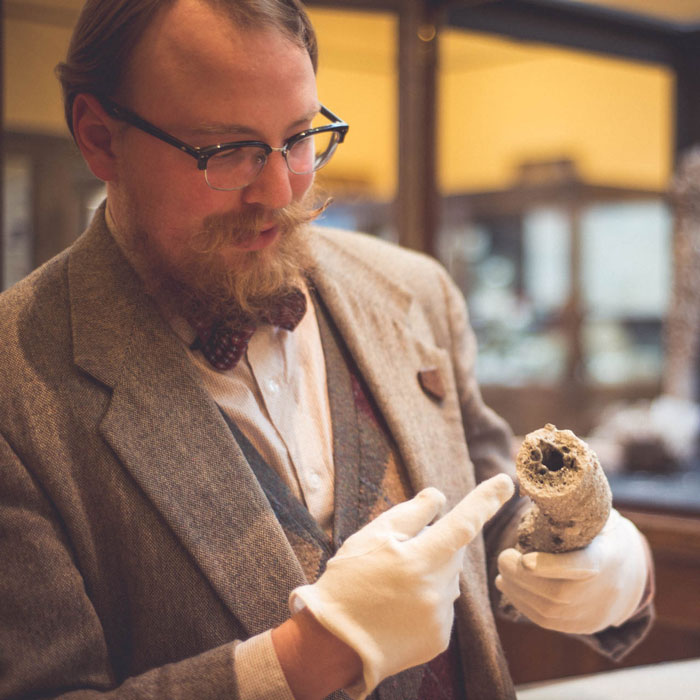 Garrett Barmore with fulgurite Garrett Barmore with fulgurite