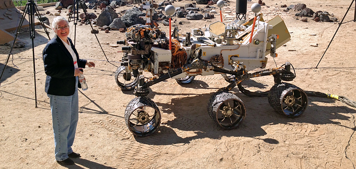 Wendy Calvin with Mars Rover