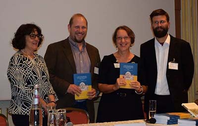 The editors with the presenters of the volume with Rita Lizzi Testa (University of Perugia, left) and Trpimir Vedriš (University of Zagreb, right)