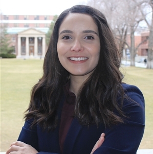 /Mary Quiroga profile photo standing near the Quad