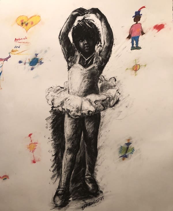 A drawing of a Black ballerina by Ben Hazard