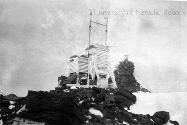 Early weather station on Mt. Rose, where snow science techniques were developed by University of Nevada, Reno scientists in the early 1900s.