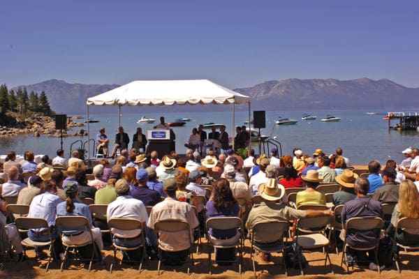 The Lake Tahoe Summit speaker in front of a crowd