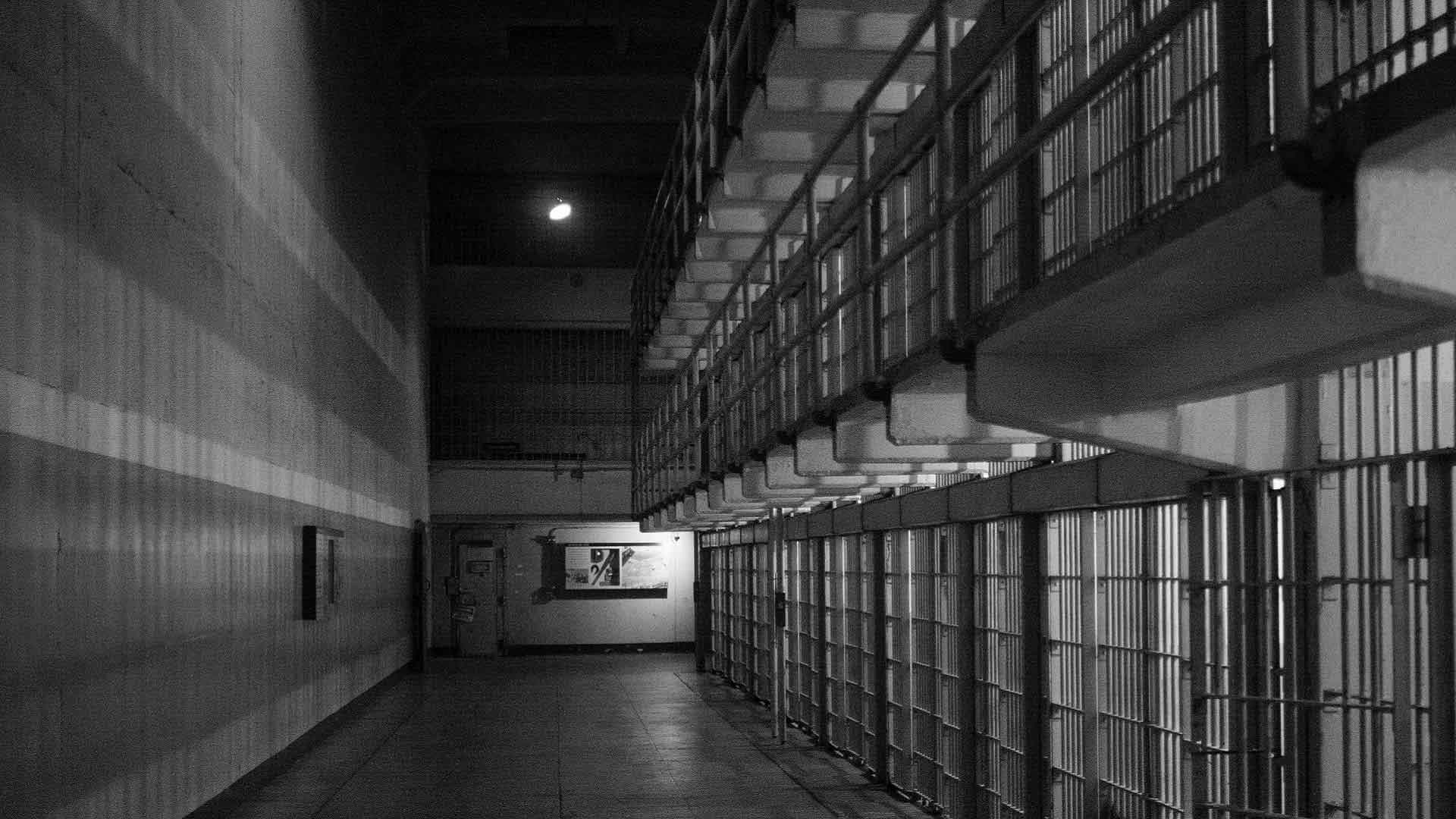 A block of cells in a prison