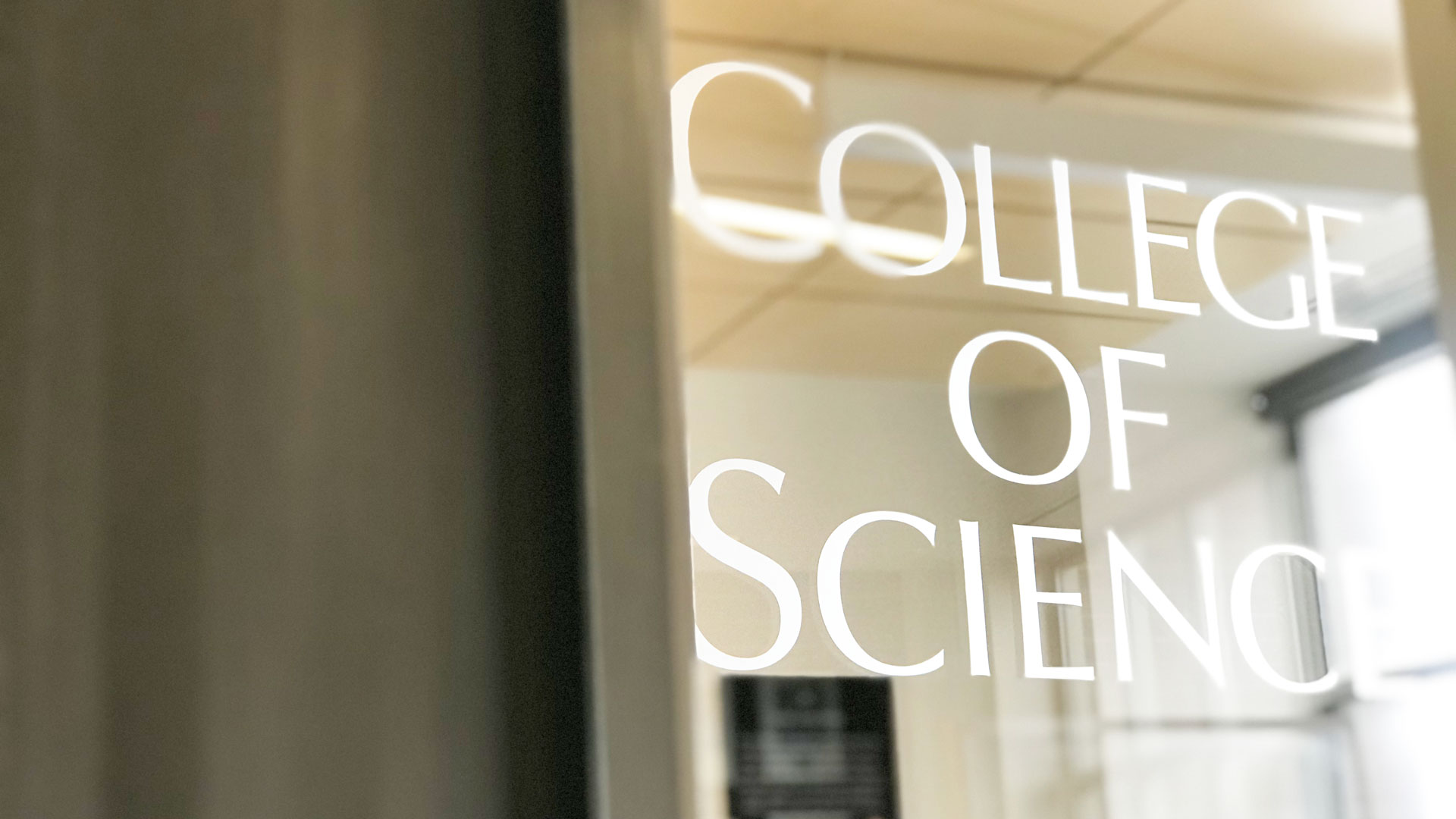 Abstract image of College of Science Dean's office door.