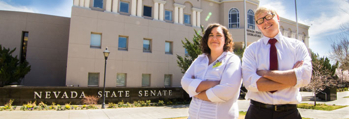 Students at Senate Building