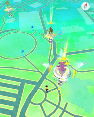 View of Pokémon GO in-game map near Joe Crowley Student Union