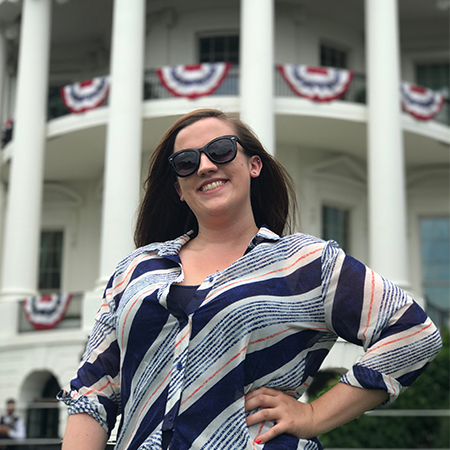 Katie Lou Hickman in front of the White House