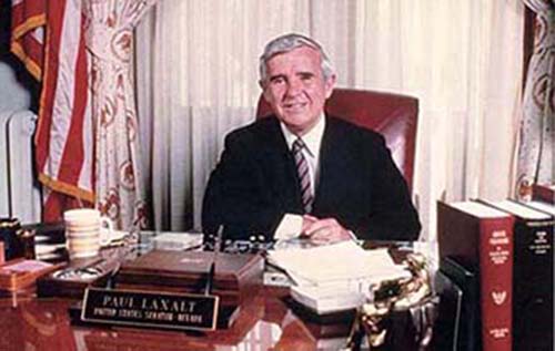 Photograph of Paul Laxalt at his desk, Washington, D.C., 1984