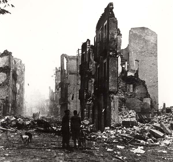 Street in the Basque city of Gernika after the 1937 bombing