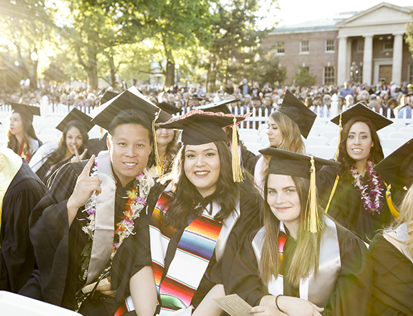 Graduates seated on the Quad for Commencement