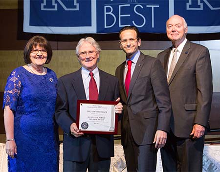 Nevada Regent Cathy MacAdoo, University Professor James Sedinger, Regent John Moran and University President Marc Johnson at 2017 Honor the Best ceremony