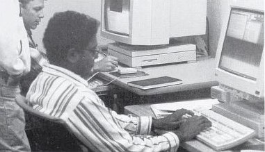 Graduate Student Satish Pullamanappallil works on the computer at the Mackay School of Mines, 1995
