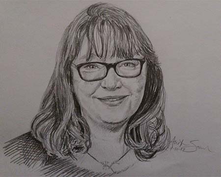 Sketch drawing of Elena Pravosudova by Anita Savell