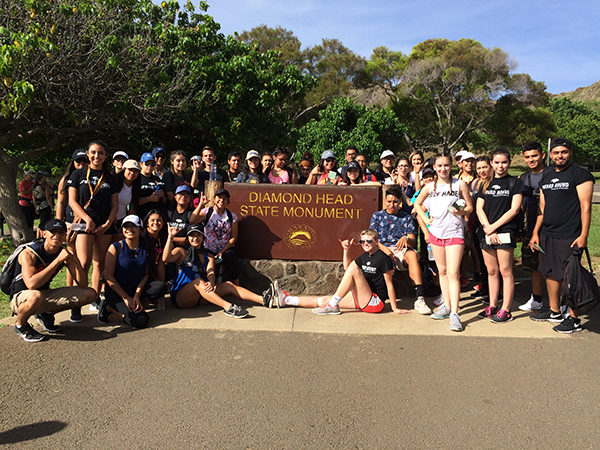 Upward Bound students gathered at Diamond Head State Monument