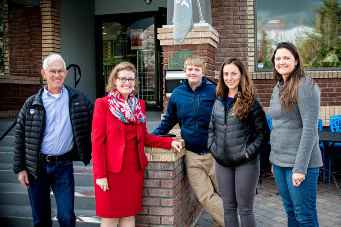 Julie Robinson with students. professor