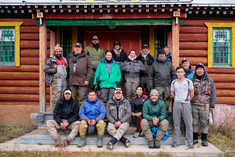 The research team stands in front of the Mongolian Monastery.