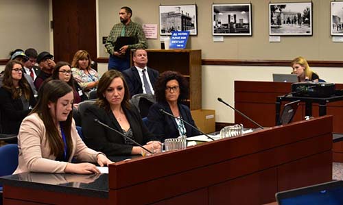 Kate Groesbeck presents a bill to Nevada Legislature