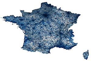 Map of tweets in France