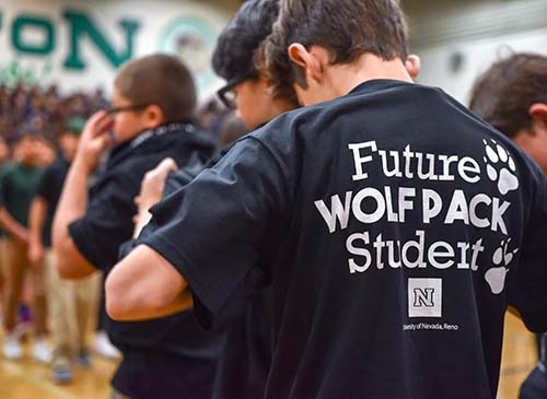"Future Wolf Pack Student" screen printed on a black T-Shirt, worn by a middle school student at Clayton Middle School