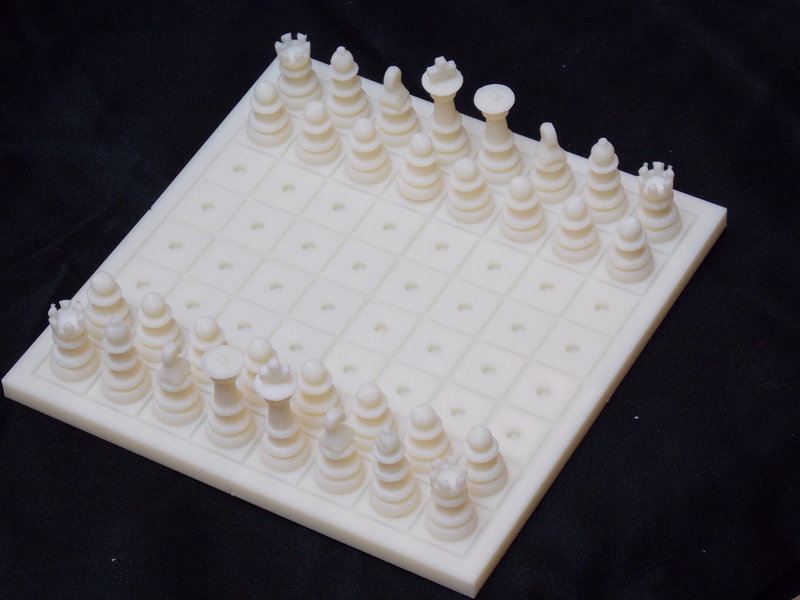 A chess board that was 3D printed.