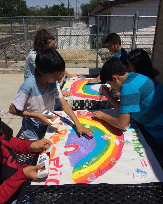 children making a poster