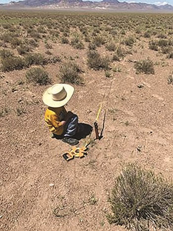 A child helps with field work in the desert