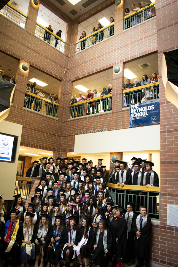 Three stories of the Reynolds School filled with parents and students.