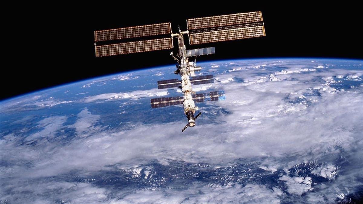 international space station over earth