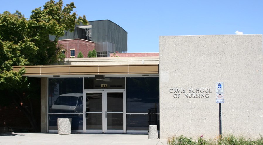 Entry of Orvis School of Nursing building. 