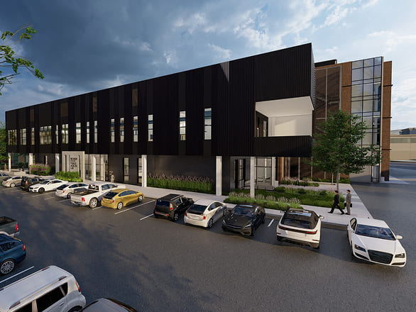 An exterior rendering of the new NSPHL building shows its contemporary design