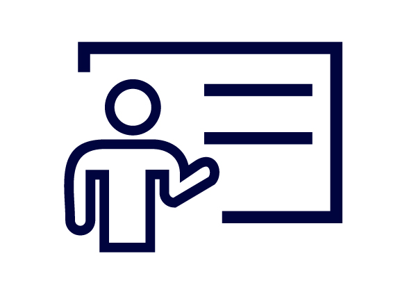 Icon showing individual at whiteboard