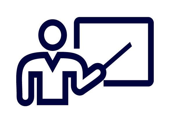 Icon of teacher pointing to white board