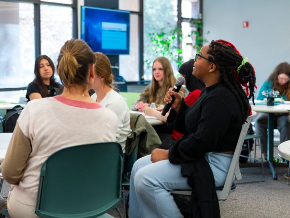 Students talking in the LRC