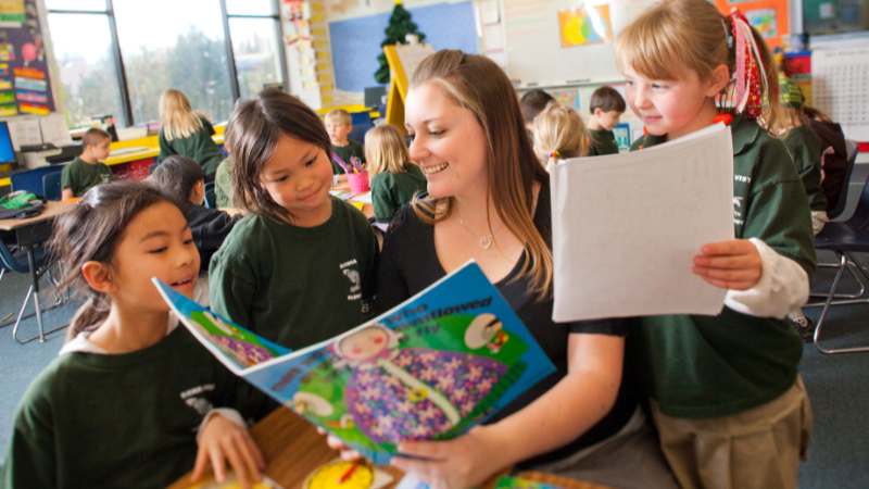 teacher reading to students