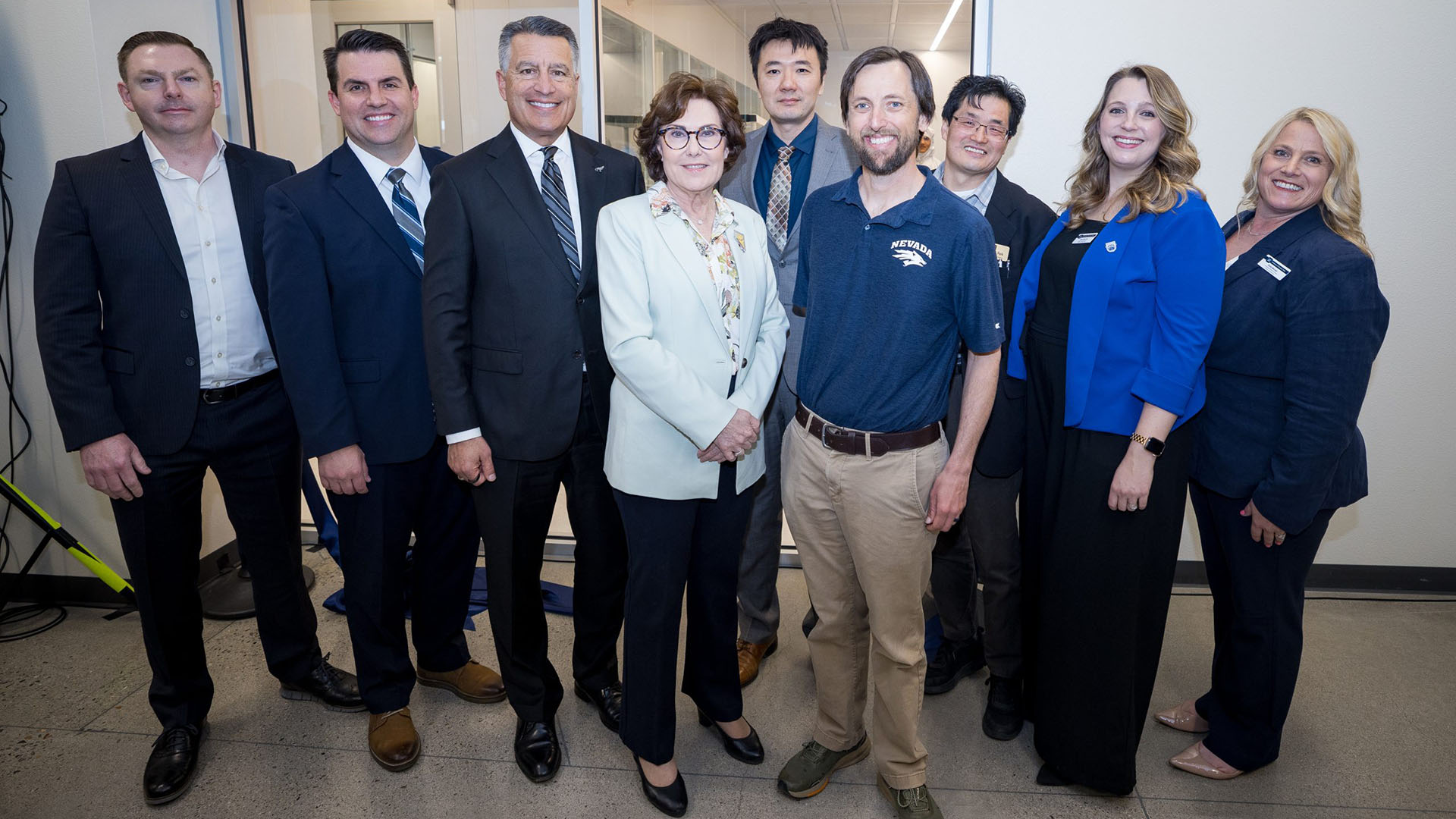 Photo of SMART NV team with Senator Jacky Rosen and University President Brian Sandoval