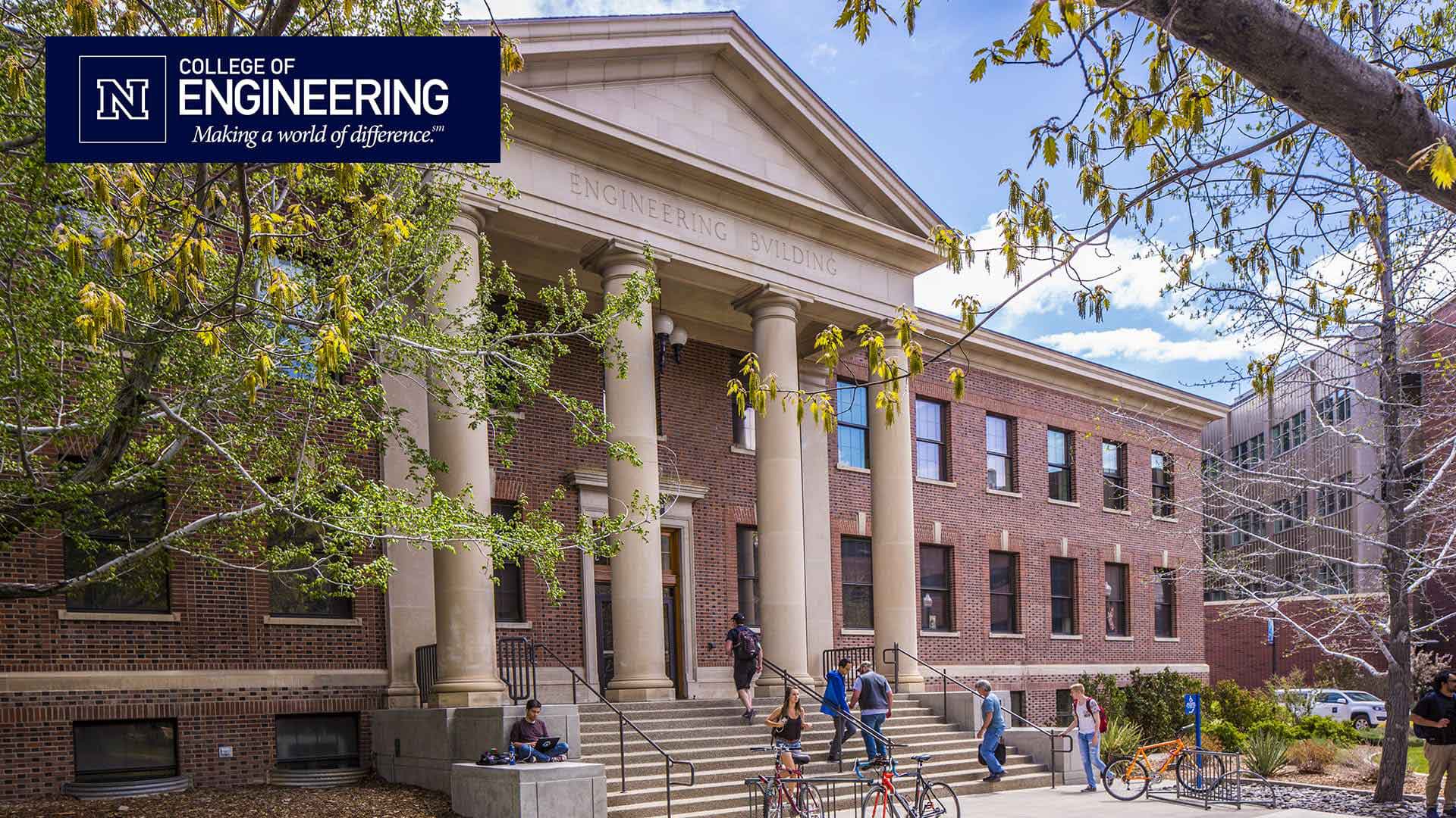 Palmer Engineering Building with College of Engineering logo