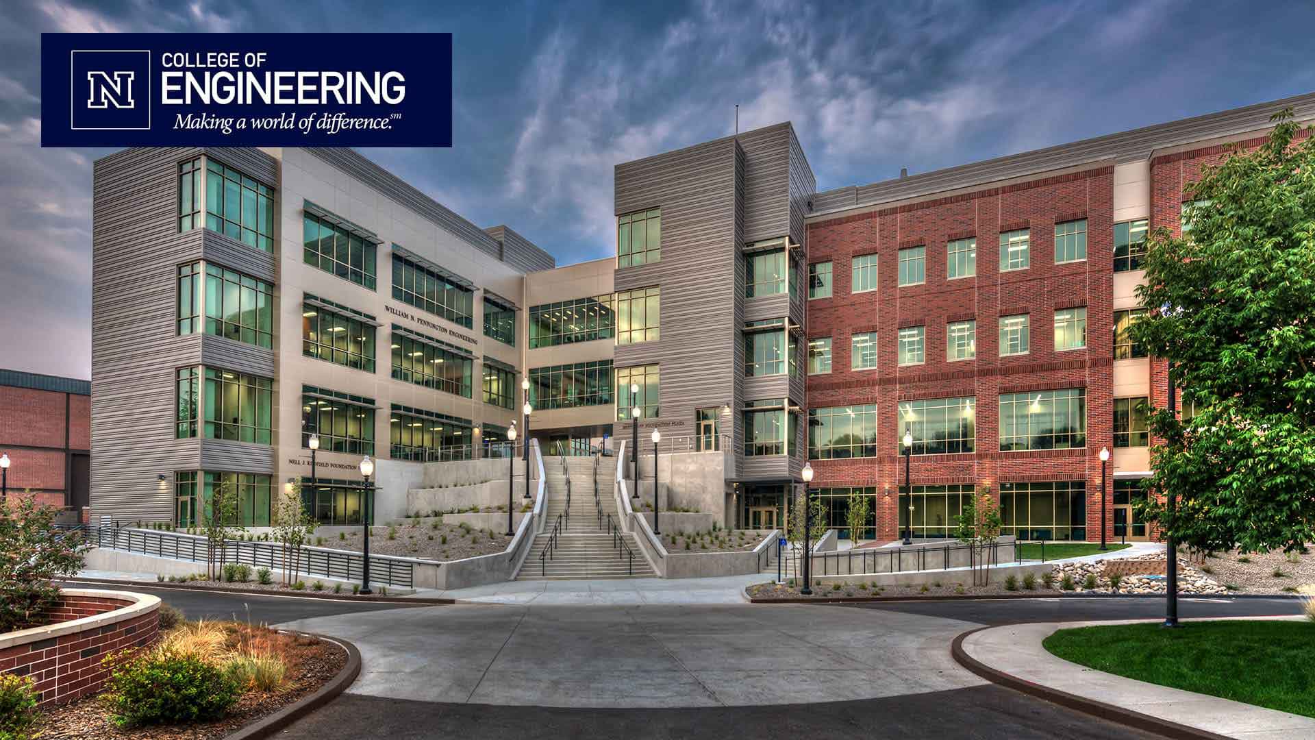 William N. Pennington Engineering Building with College of Engineering logo
