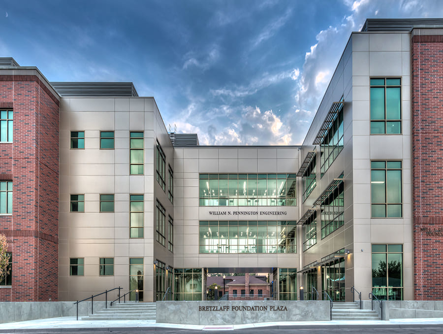 the William N Pennington Engineering Building viewed from the east