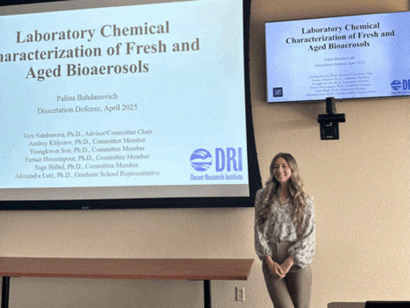 Palina Bahdanovich defending her thesis.