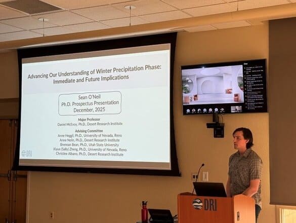 Sean presenting his prospectus at the Desert Research Institute.