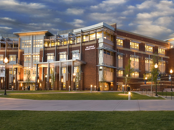 Evening outside of the Joe Crowley Student Union