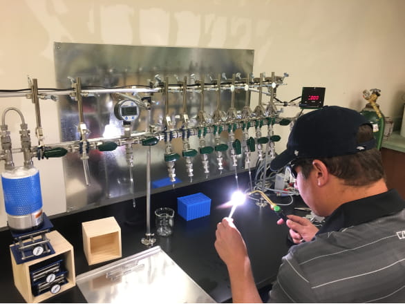 student working in the lab