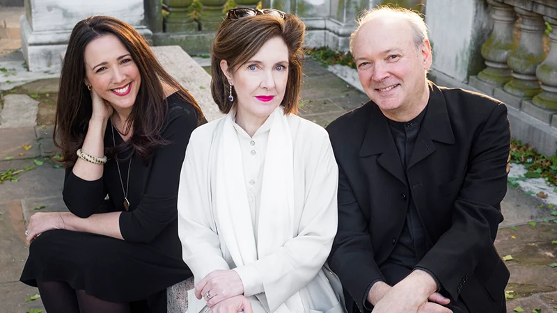 Members of the SPA trio sit for a picture, from left to right: Susanna Phillips, Anne-Marie McDermott, and Paul Neubauer. 